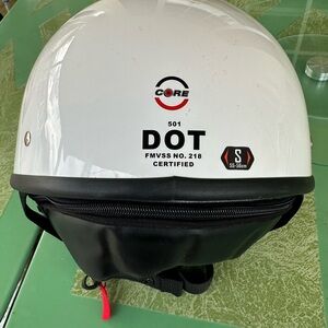 CORE 501 DOT half-shell motorcycle helmet, White, Black - size small